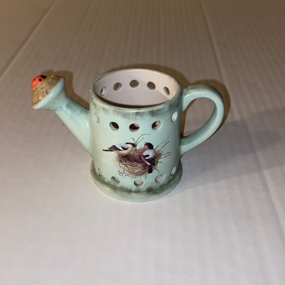 Marjolein Bastin Nature's Sketchbook Ceramic Watering Can Birds Nest Tealight